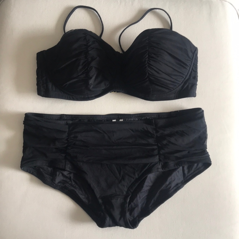 J. Crew black high waisted touched bikini